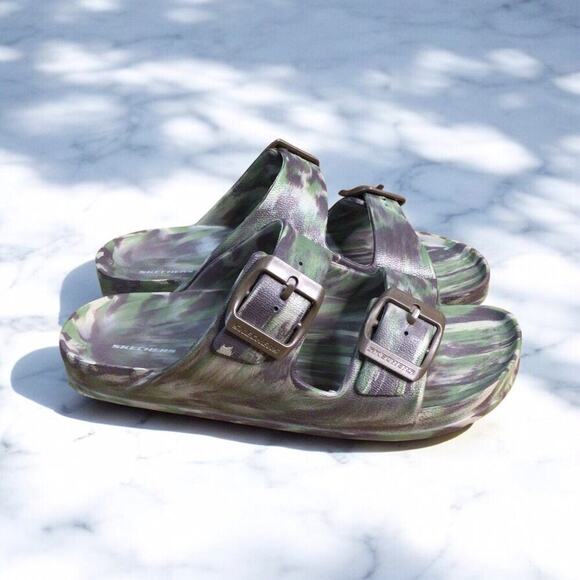 SKECHERS FOAMIES CALI BLAST CAMO SLIDE SANDALS OPEN TOE YOUTH SIZE 6 - Picture 1 of 6
